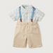 Juniors Chequered Short Sleeves Shirt and Shorts with Suspenders Set-Clothes Sets-thumbnail-0