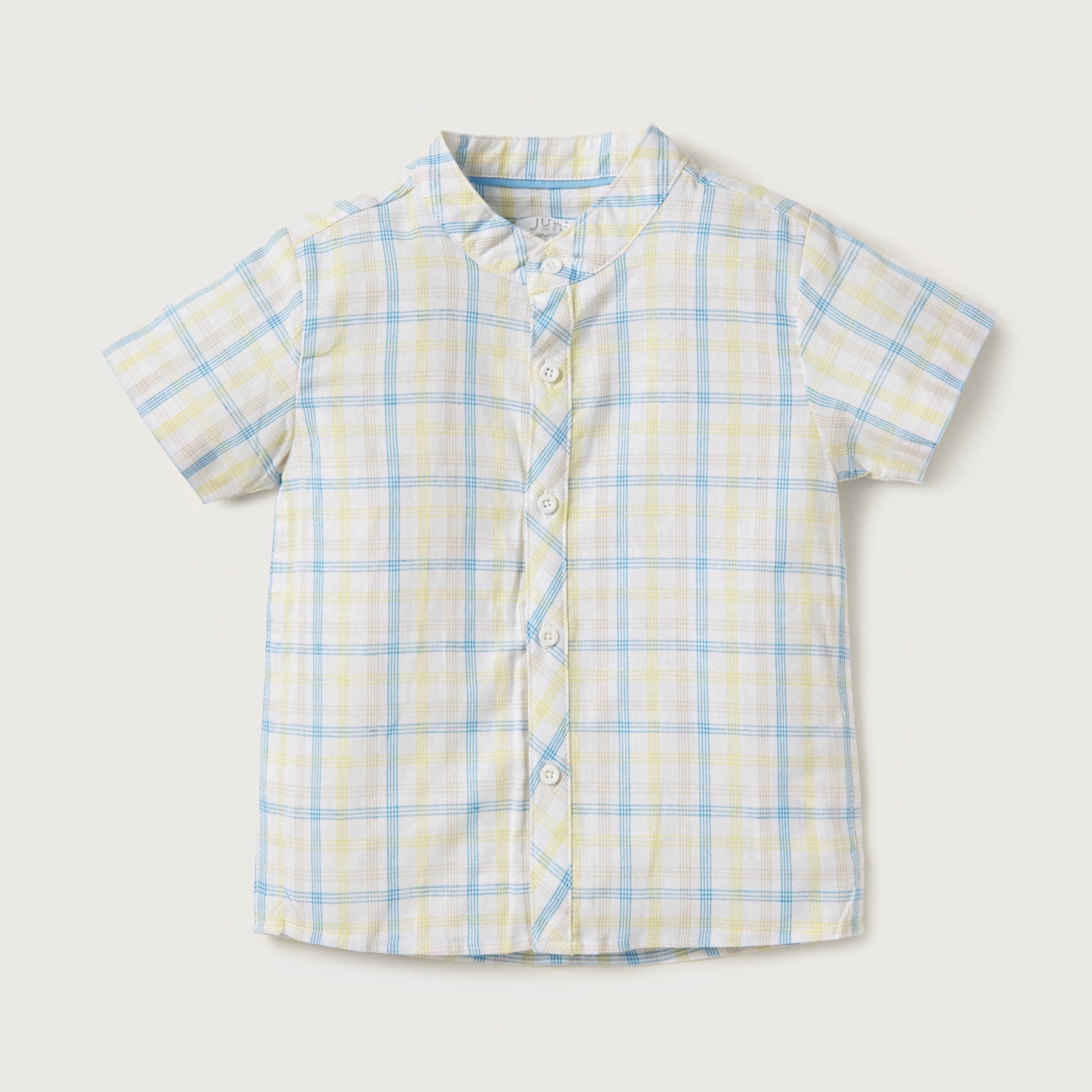 Juniors Chequered Short Sleeves Shirt and Shorts with Suspenders Set-baby-boys-clothing-setsandcoords-image-4