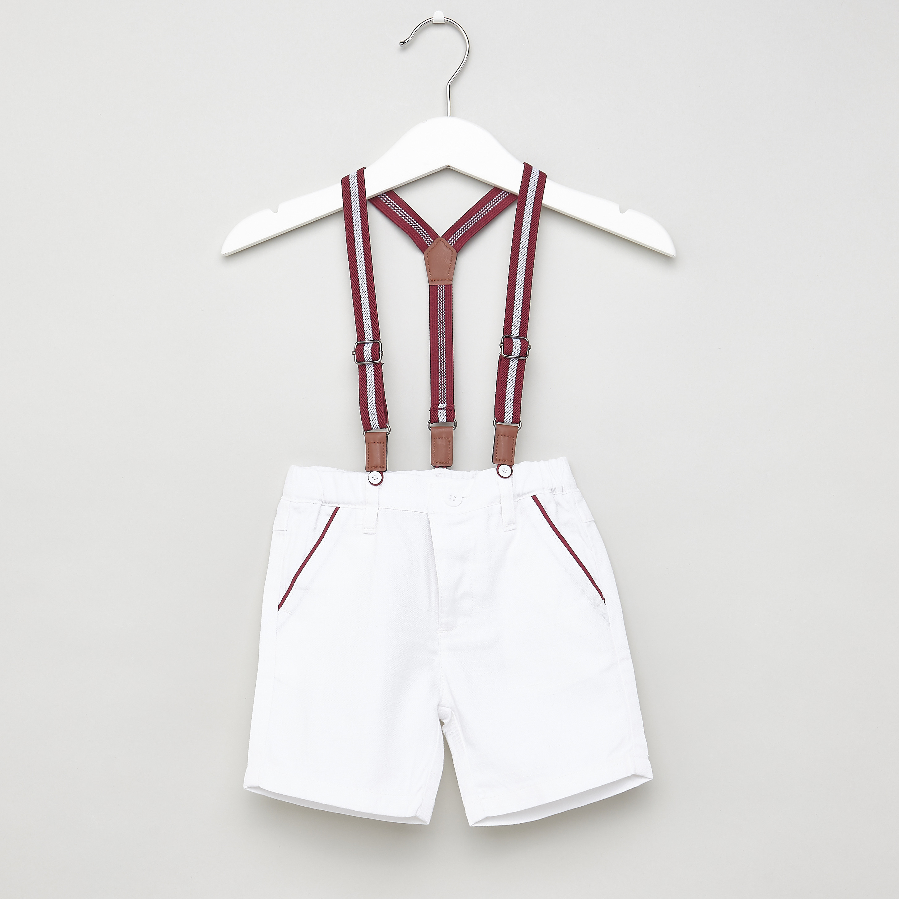 Juniors Textured Shirt with Solid Shorts and Suspenders-baby-boys-clothing-setsandcoords-image-4
