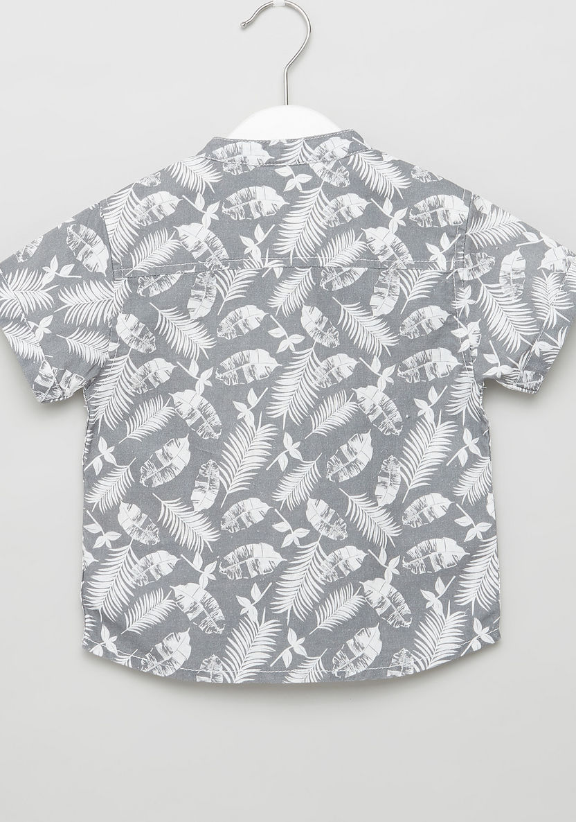 Giggles Printed Shirt with Mandarin Collar and Short Sleeves-Shirts-image-2