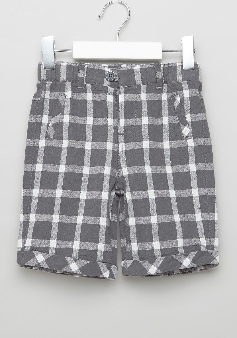 Giggles Checked Shorts with Pocket Detail and Folded Hem-Shorts-image-0