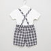 Giggles Solid Bodysuit and Checked Suspender Shorts Set-Clothes Sets-thumbnail-2