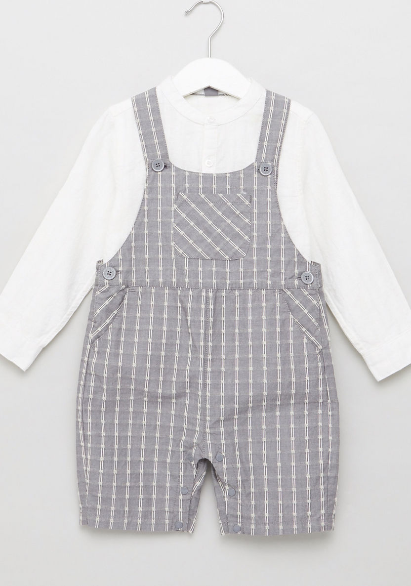 Giggles Textured Shirt and Dungarees Set-Clothes Sets-image-0