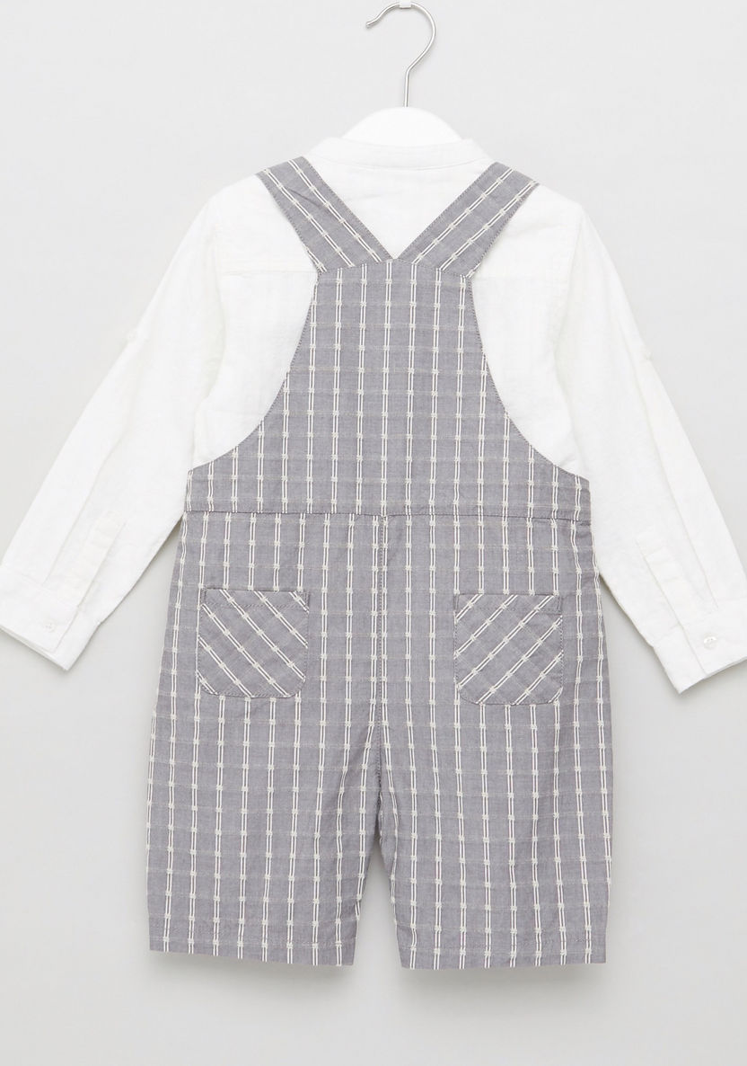 Giggles Textured Shirt and Dungarees Set-Clothes Sets-image-2