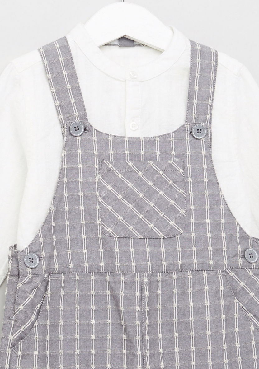 Giggles Textured Shirt and Dungarees Set-Clothes Sets-image-3