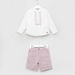 Giggles Embroidered Shirt and Striped Shorts Set-Clothes Sets-thumbnail-0