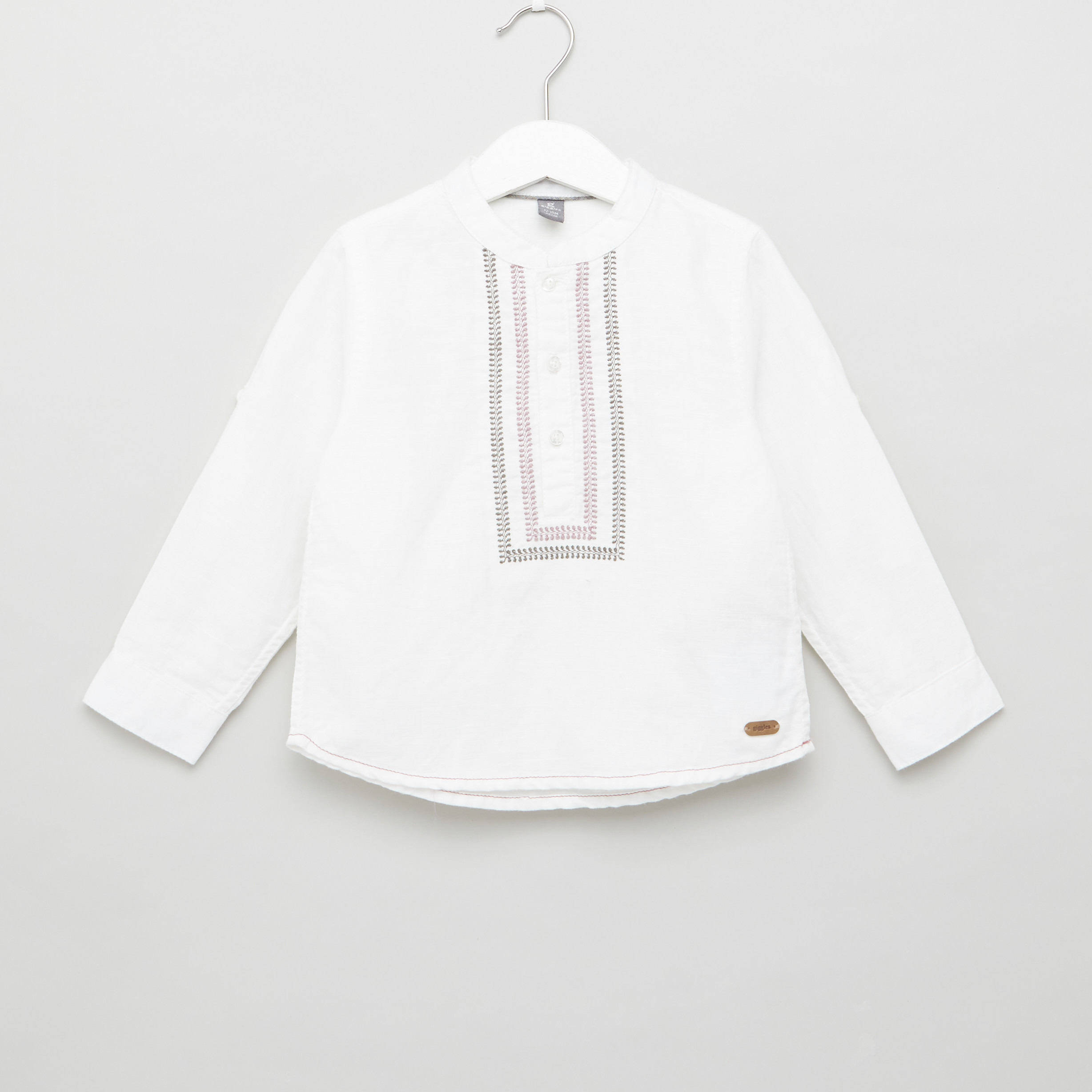 Giggles Embroidered Shirt and Striped Shorts Set-baby-boys-clothing-setsandcoords-image-2
