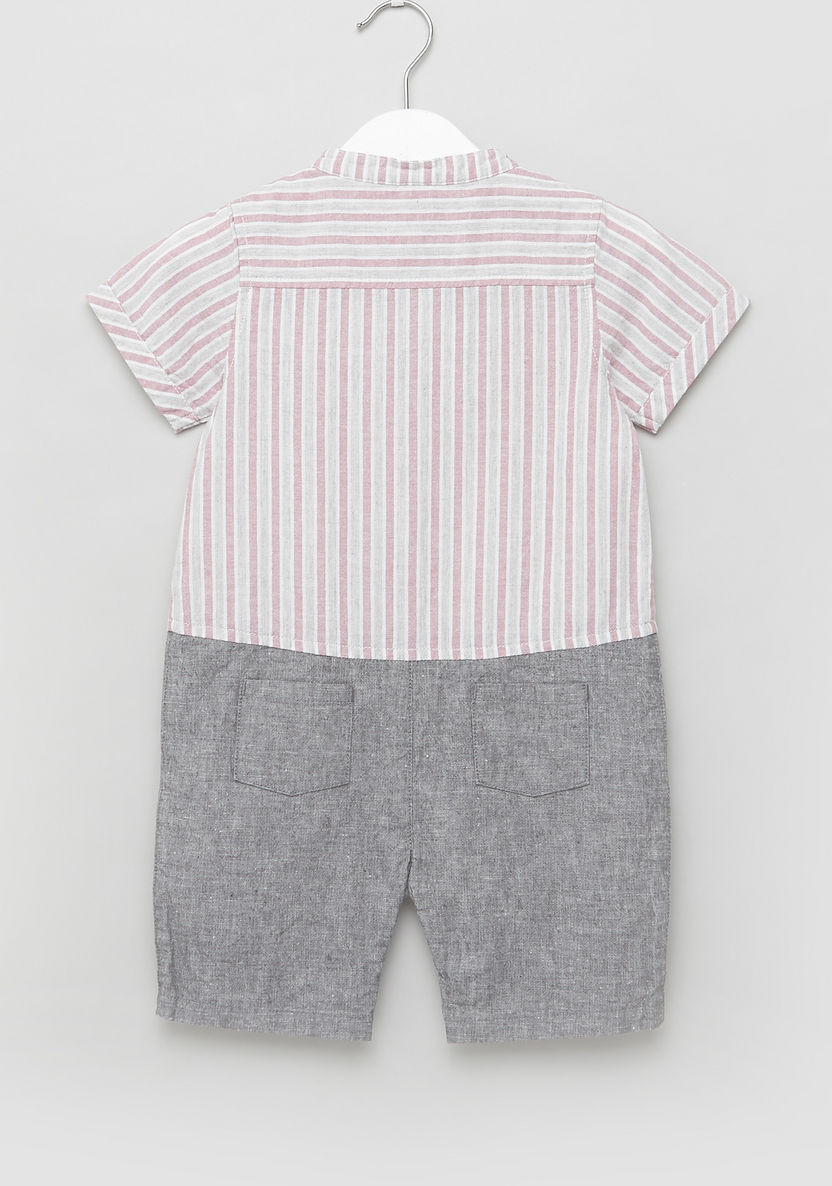 Giggles Henley Neck Romper with Short Sleeves and Pocket Detail-Rompers%2C Dungarees and Jumpsuits-image-2