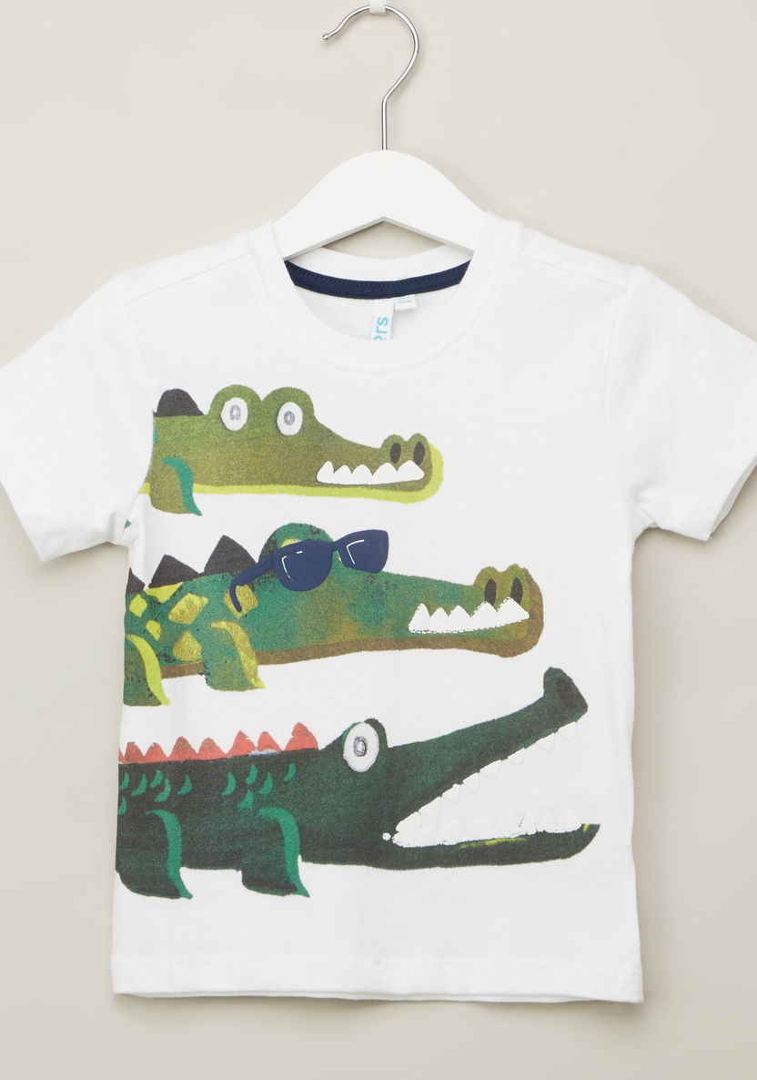 Juniors Graphic Print T-shirt with Round Neck and Short Sleeves-T Shirts-image-0