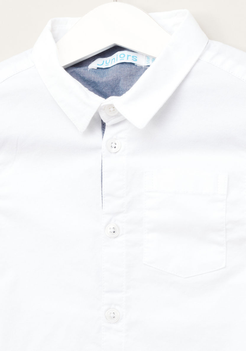 Juniors Solid Shirt with Short Sleeves and Pocket Detail-T Shirts-image-1