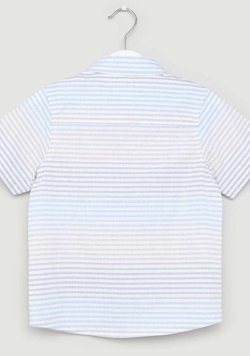 Juniors Striped Shirt with Short Sleeves and Spread Collar-Shirts-image-2