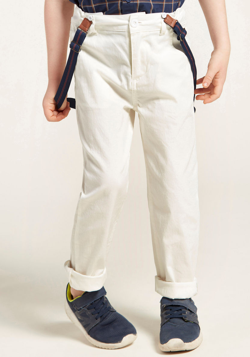 Juniors Solid Pants with Pocket Detail and Suspenders-Pants-image-2