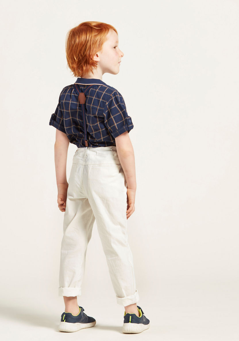 Juniors Solid Pants with Pocket Detail and Suspenders-Pants-image-3