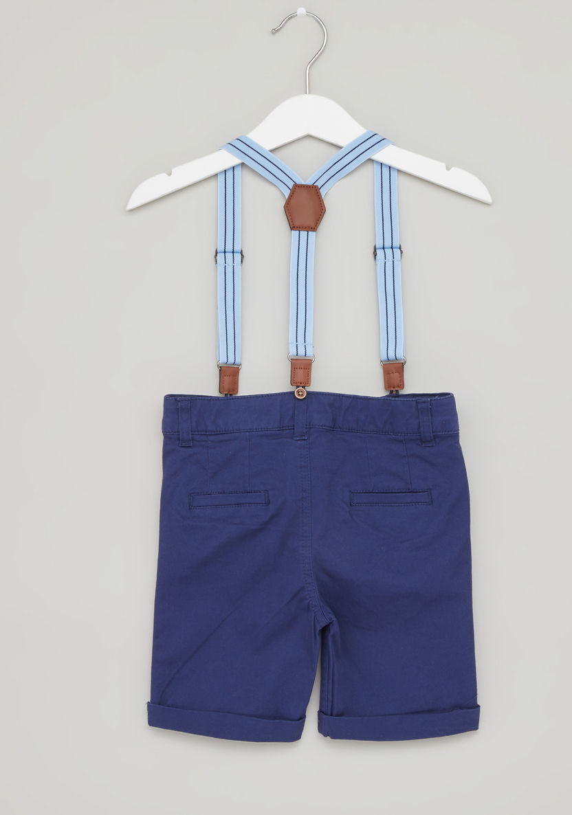 Juniors Solid Shorts with Pocket Detail and Suspenders-Shorts-image-3