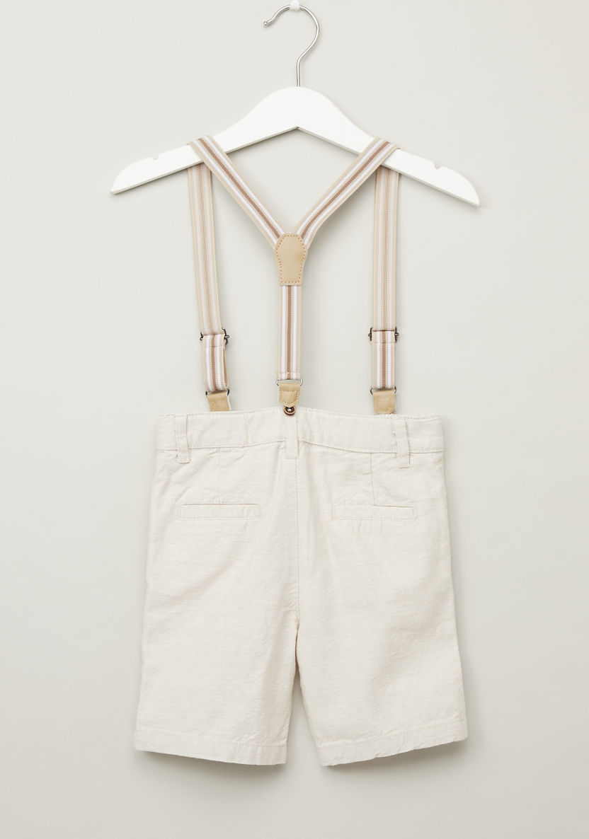 Juniors Textured Shorts with Suspenders and Belt Loops-Shorts-image-2