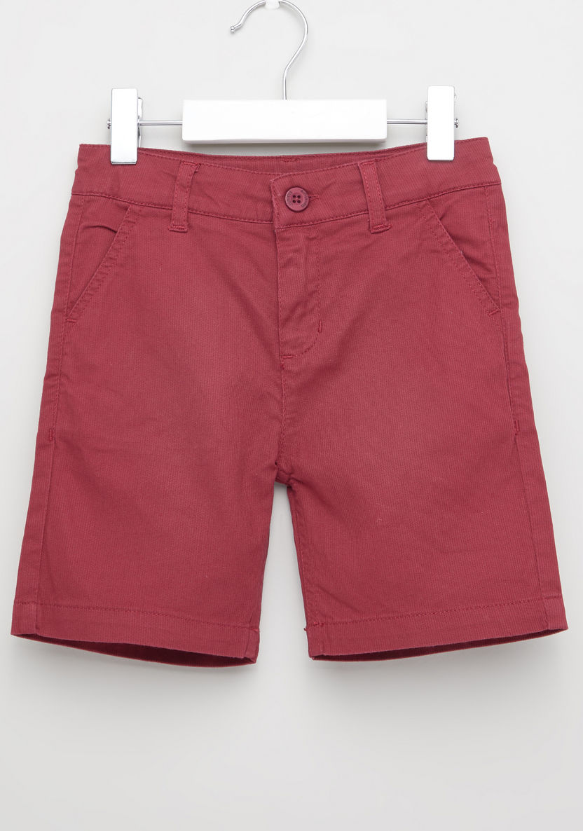 Juniors Solid Shorts with Belt Loops and Pocket Detail-Shorts-image-0