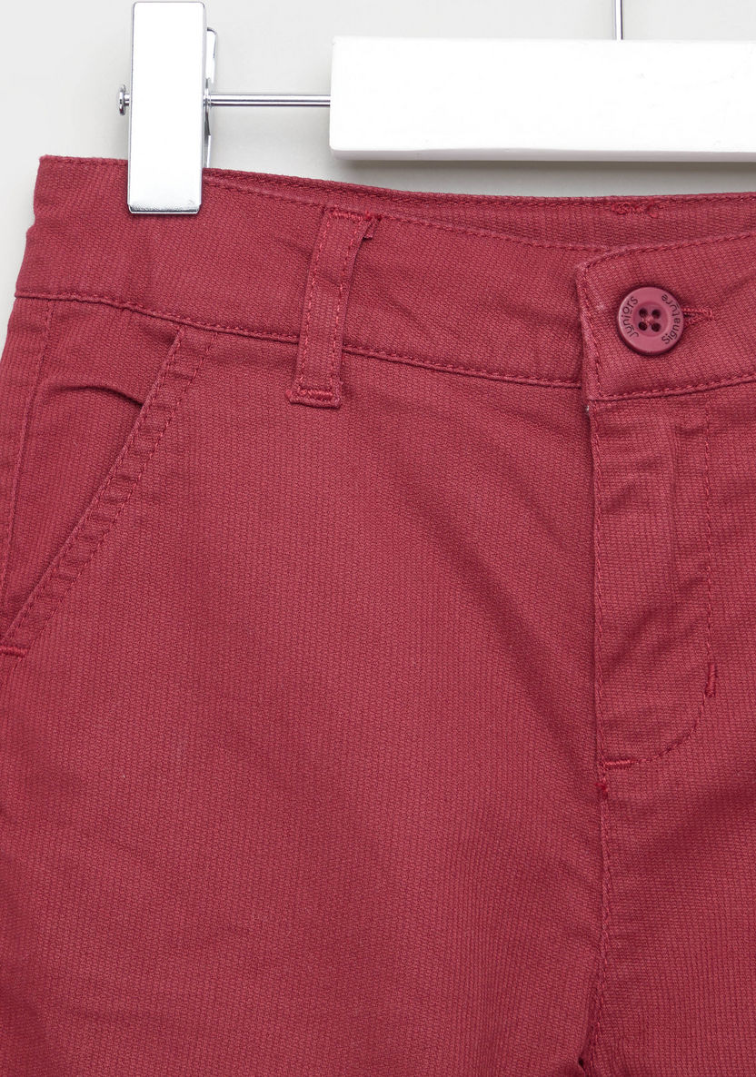 Juniors Solid Shorts with Belt Loops and Pocket Detail-Shorts-image-1