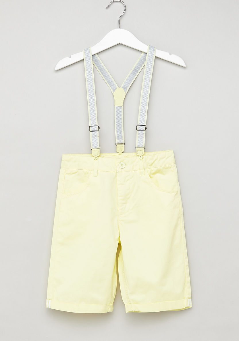Juniors Solid Woven Shorts with Suspenders-Shorts-image-0