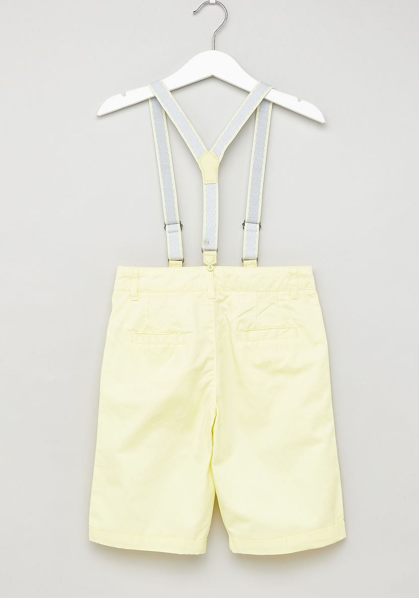 Juniors Solid Woven Shorts with Suspenders-Shorts-image-2