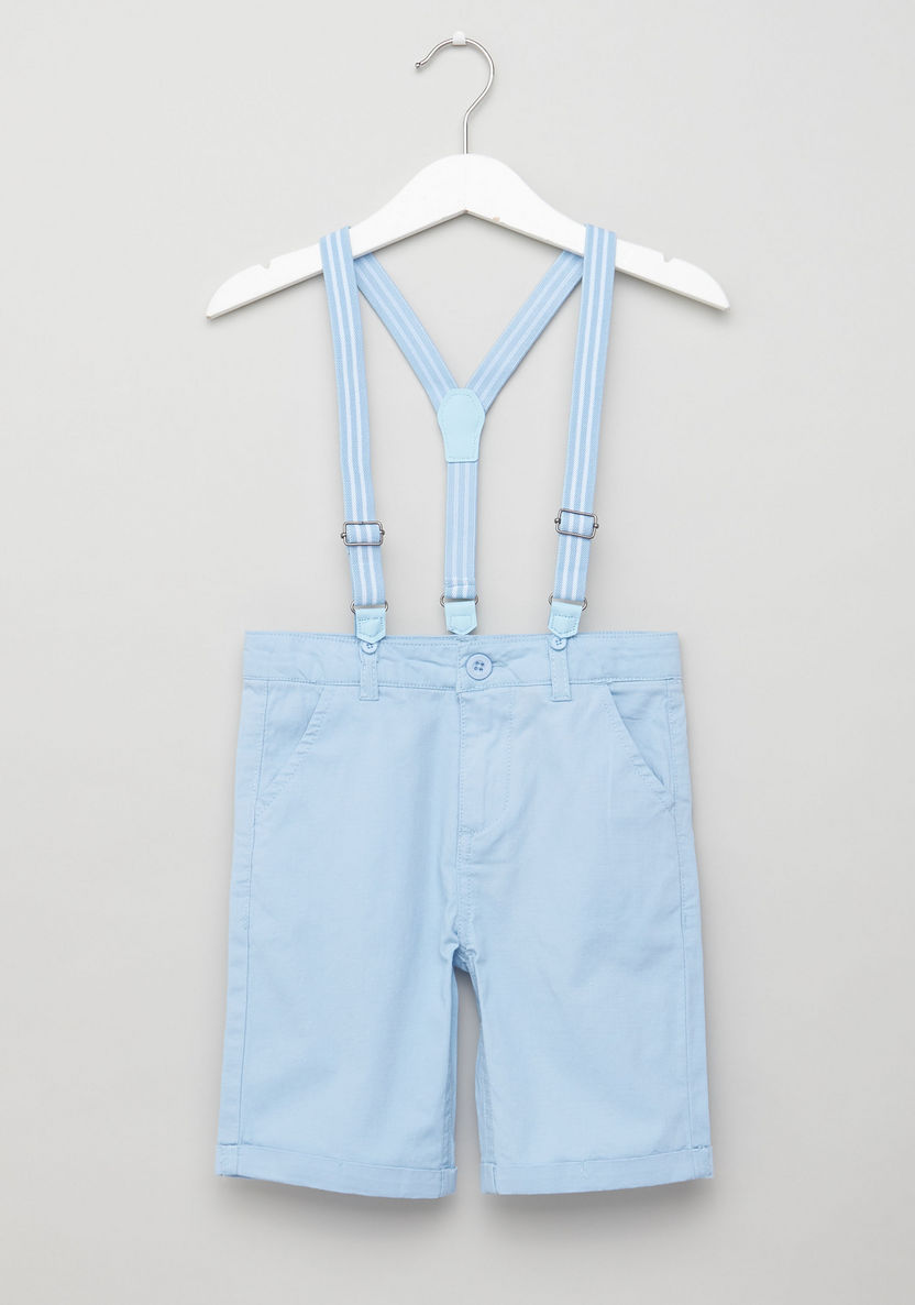 Juniors Solid Shorts with Pocket Detail and Suspenders-Shorts-image-0