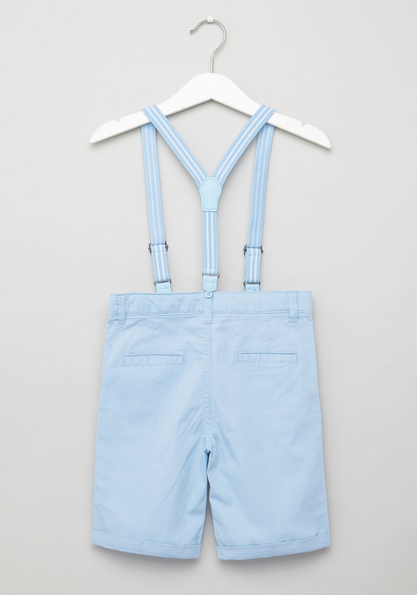 Juniors Solid Shorts with Pocket Detail and Suspenders-Shorts-image-2