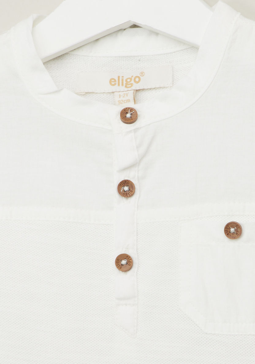 Eligo Solid T-shirt with Henley Neck and Short Sleeves-T Shirts-image-1