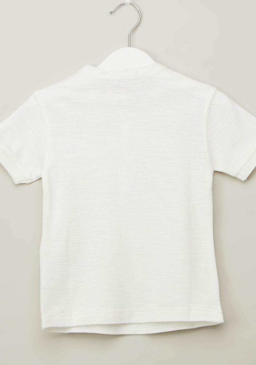 Eligo Solid T-shirt with Henley Neck and Short Sleeves-T Shirts-image-2
