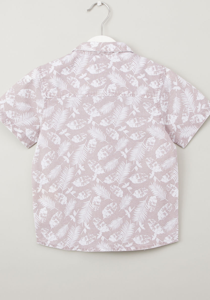 Eligo All Over Leaf Print Shirt with Short Sleeves-Shirts-image-2