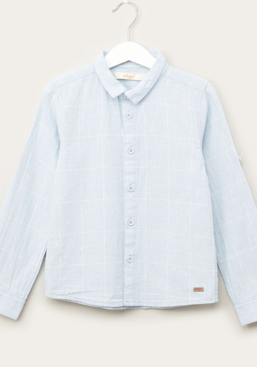 Eligo Checked Shirt with Long Sleeves and Collar-Shirts-image-0