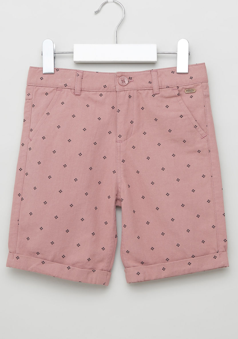 Eligo Printed Shorts with Pocket Detail and Belt Loops-Shorts-image-0