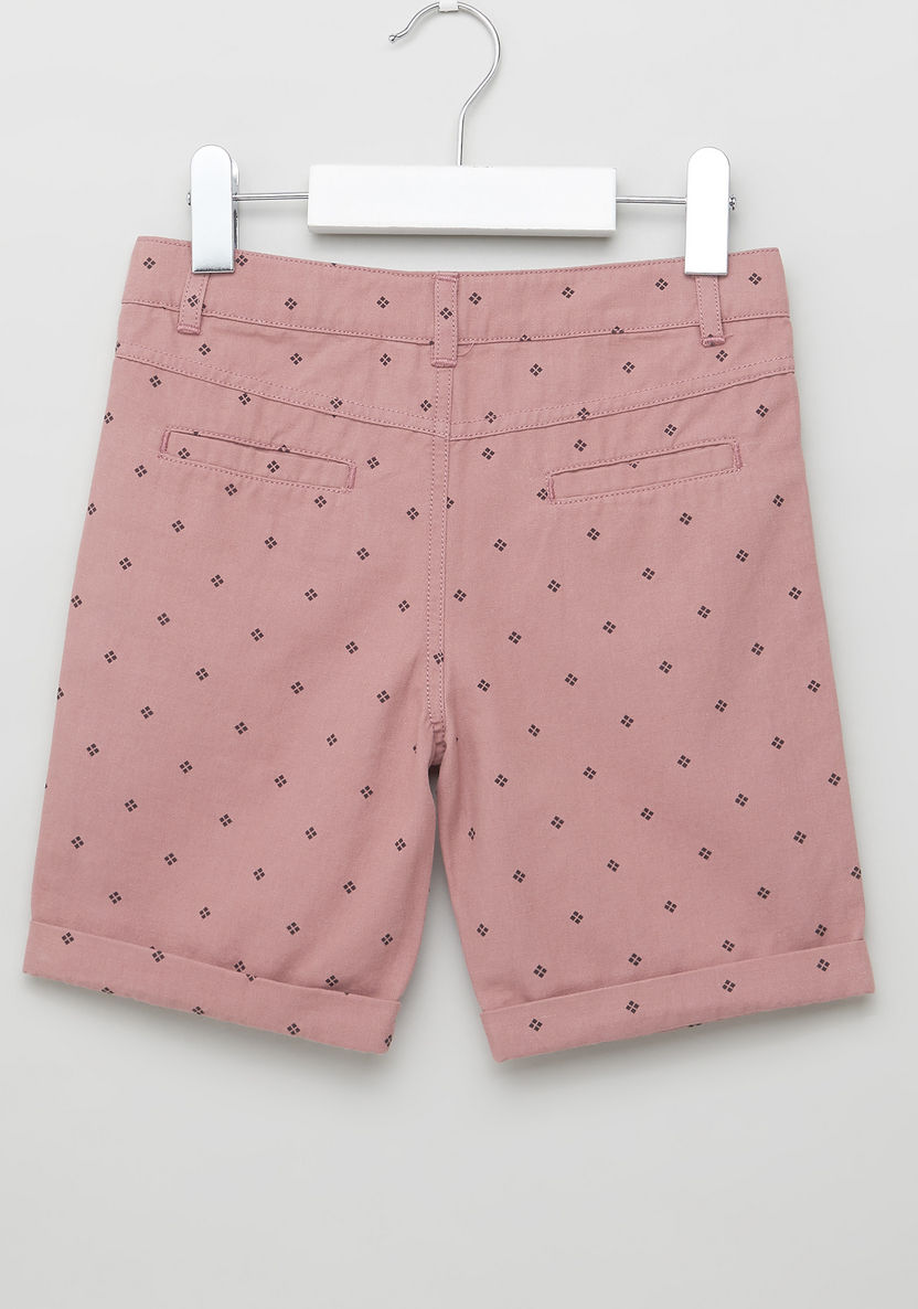Eligo Printed Shorts with Pocket Detail and Belt Loops-Shorts-image-2