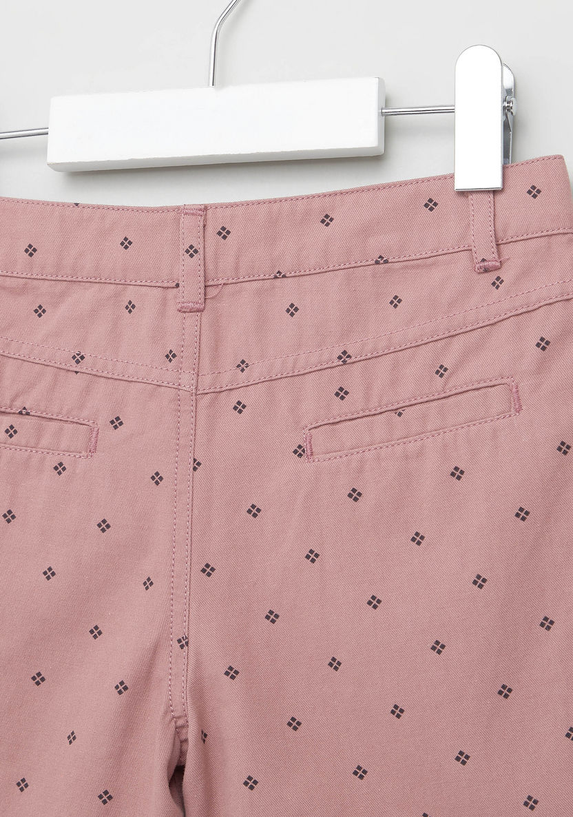 Eligo Printed Shorts with Pocket Detail and Belt Loops-Shorts-image-3