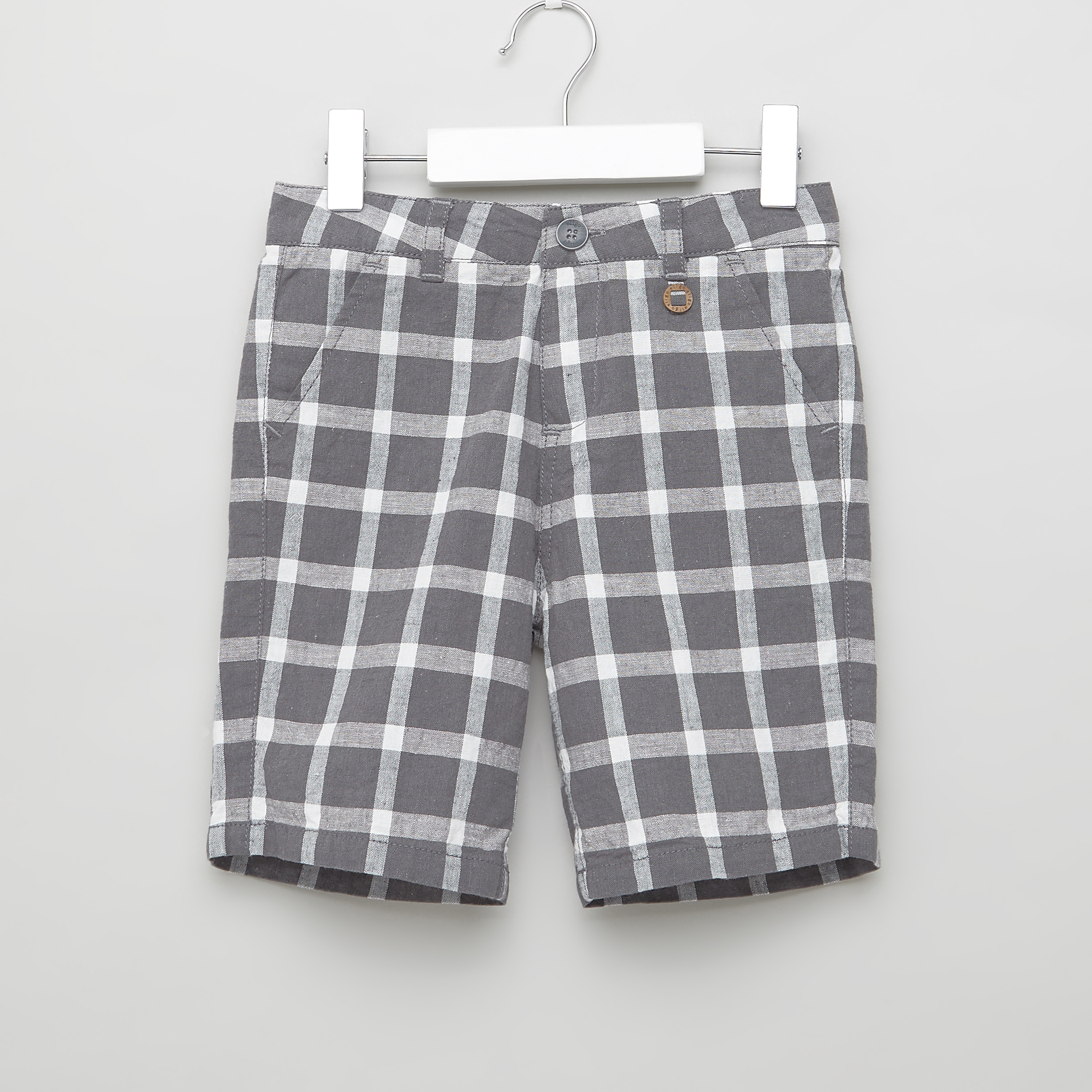 شورت مربعات بجيوب وحلقات حزام من بوسيني-baby-boys-clothing-bottoms-shorts-image-1