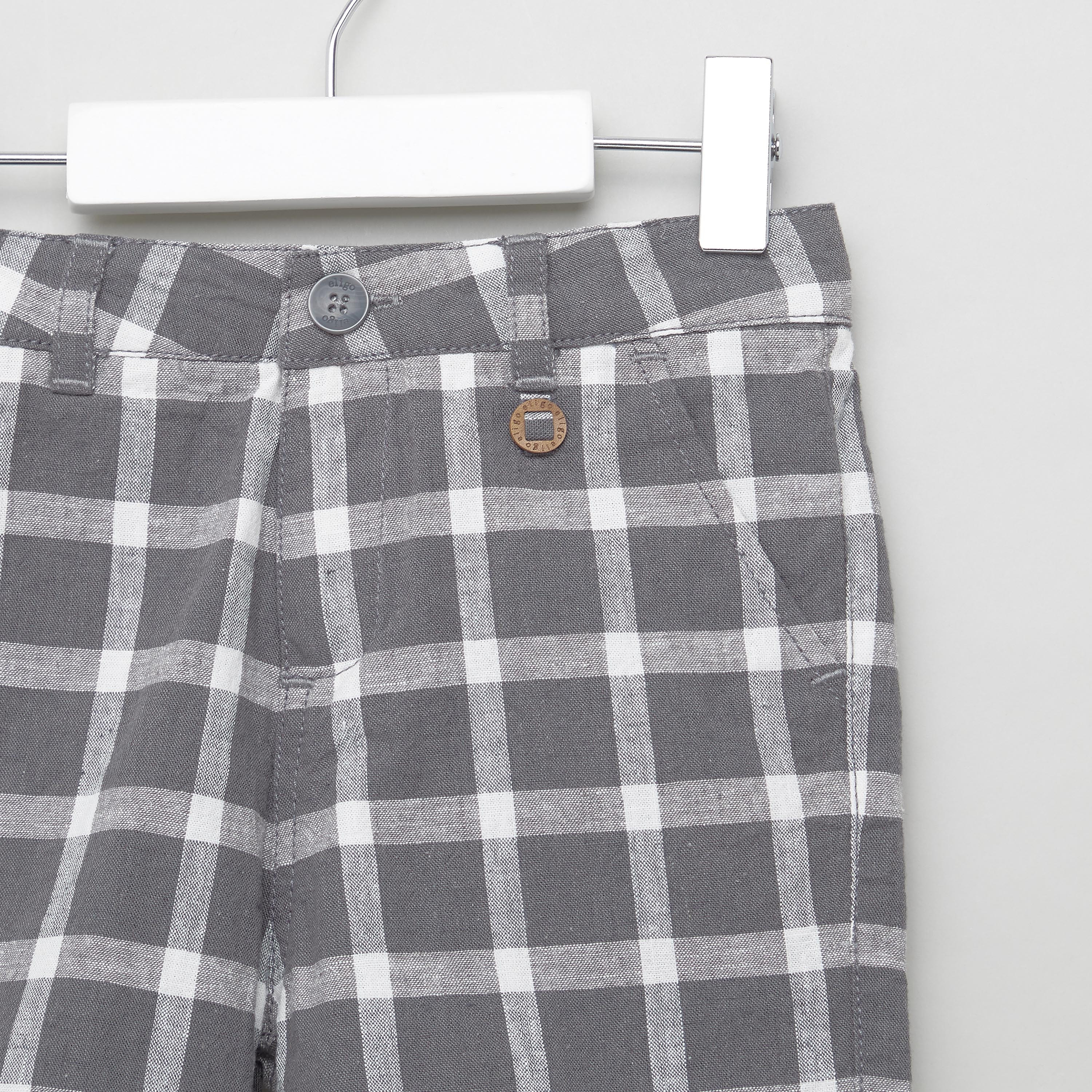 شورت مربعات بجيوب وحلقات حزام من بوسيني-baby-boys-clothing-bottoms-shorts-image-2