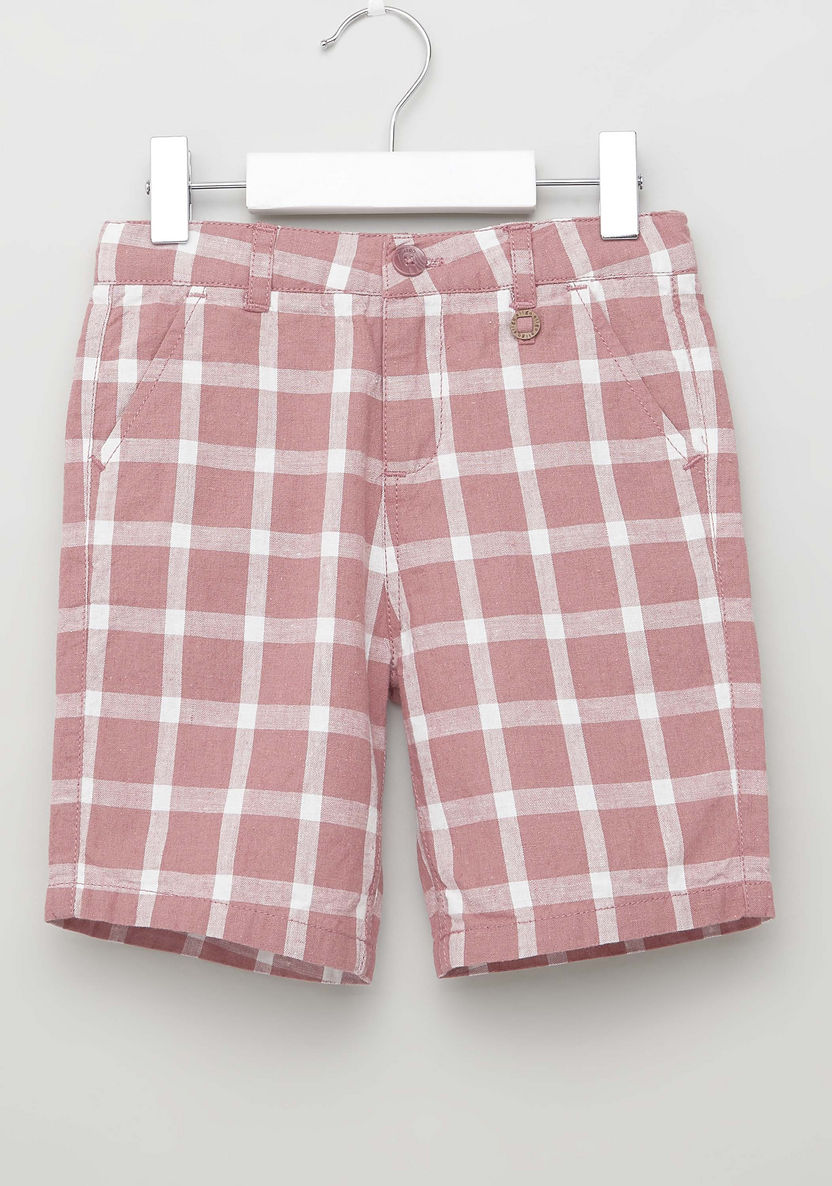 Eligo Checked Shorts with Belt Loops and Pocket Detail-Shorts-image-0