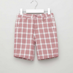 Eligo Checked Shorts with Belt Loops and Pocket Detail