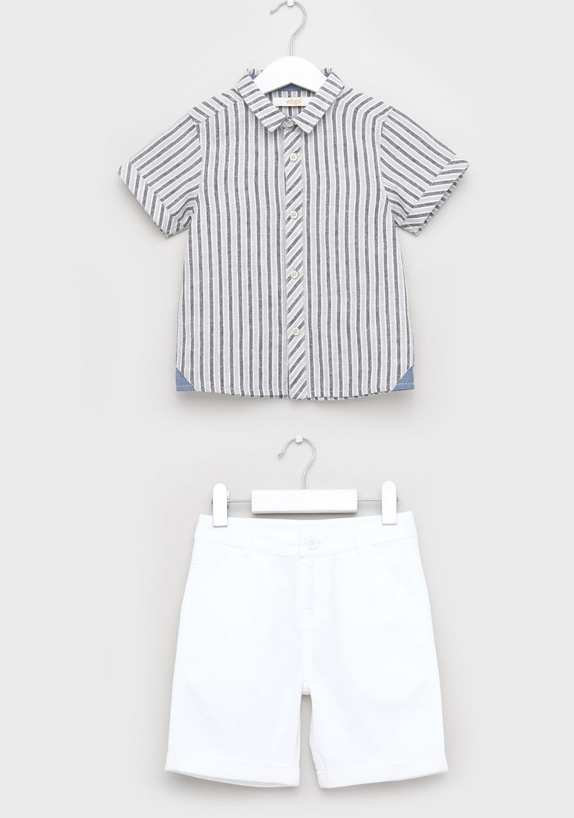 Eligo Striped Short Sleeves Shirt with Shorts-Clothes Sets-image-0
