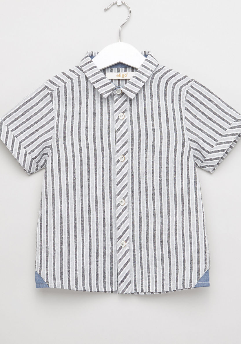 Eligo Striped Short Sleeves Shirt with Shorts-Clothes Sets-image-1