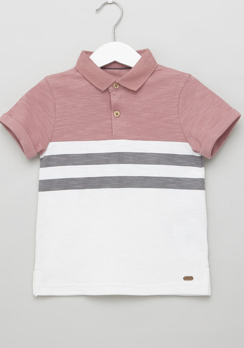 Eligo Striped Polo T-shirt with Pocket Detail Shorts-Clothes Sets-image-1