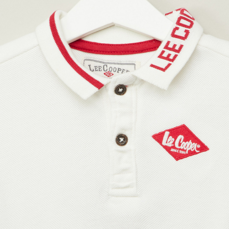 Lee Cooper Embroidered Polo T-shirt with Short Sleeves