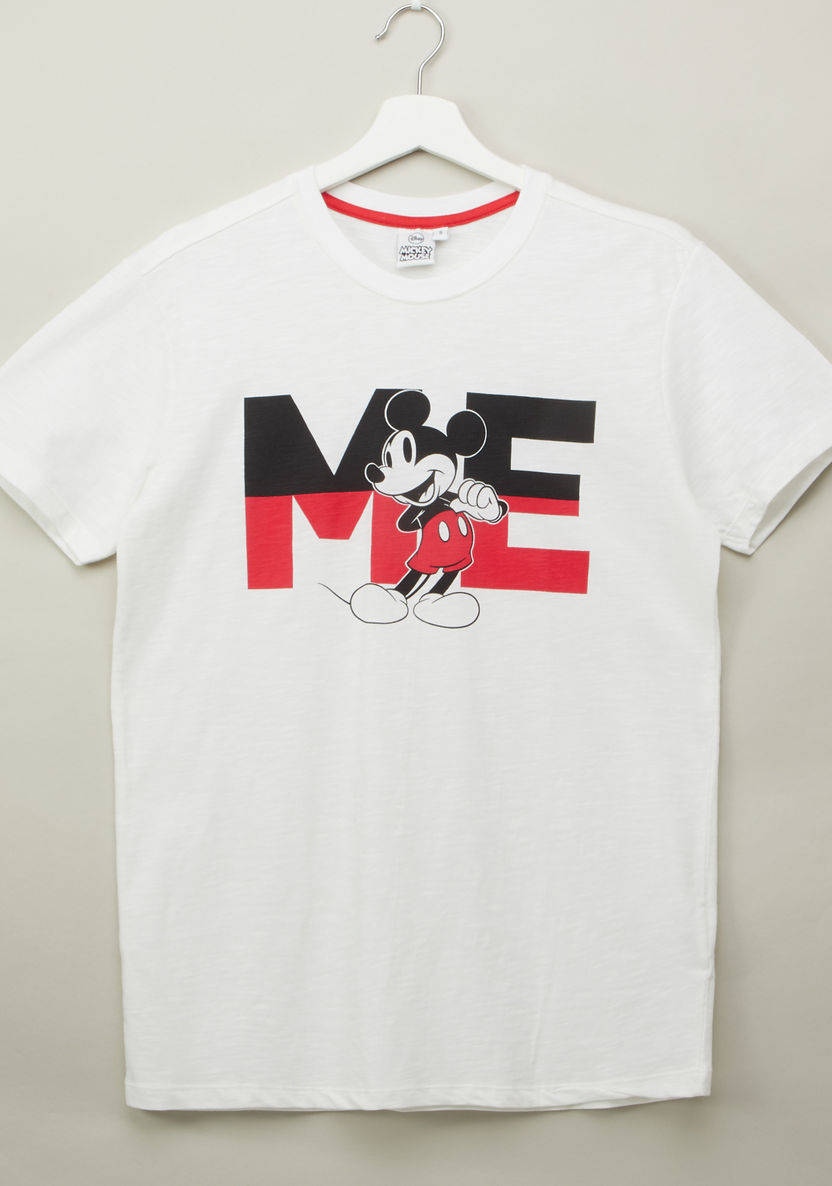 Disney Mickey Mouse Graphic Print T-shirt with Round Neck-T Shirts-image-0
