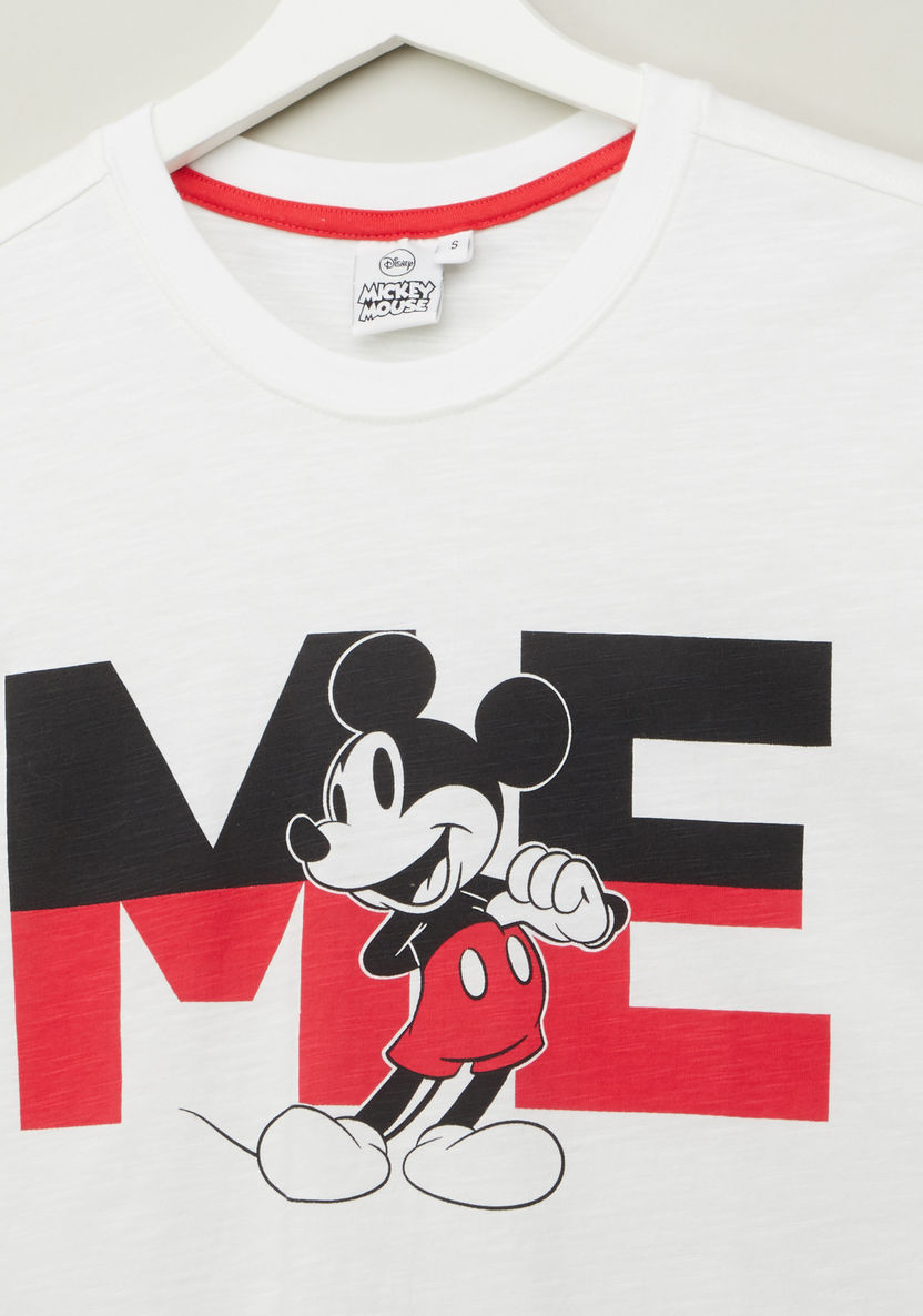 Disney Mickey Mouse Graphic Print T-shirt with Round Neck-T Shirts-image-1