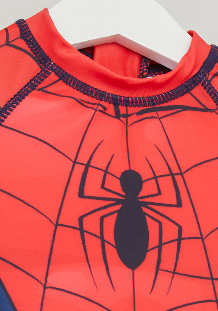 Spider-Man Print Romper with Round Neck and Short Sleeves-Swimwear-image-1