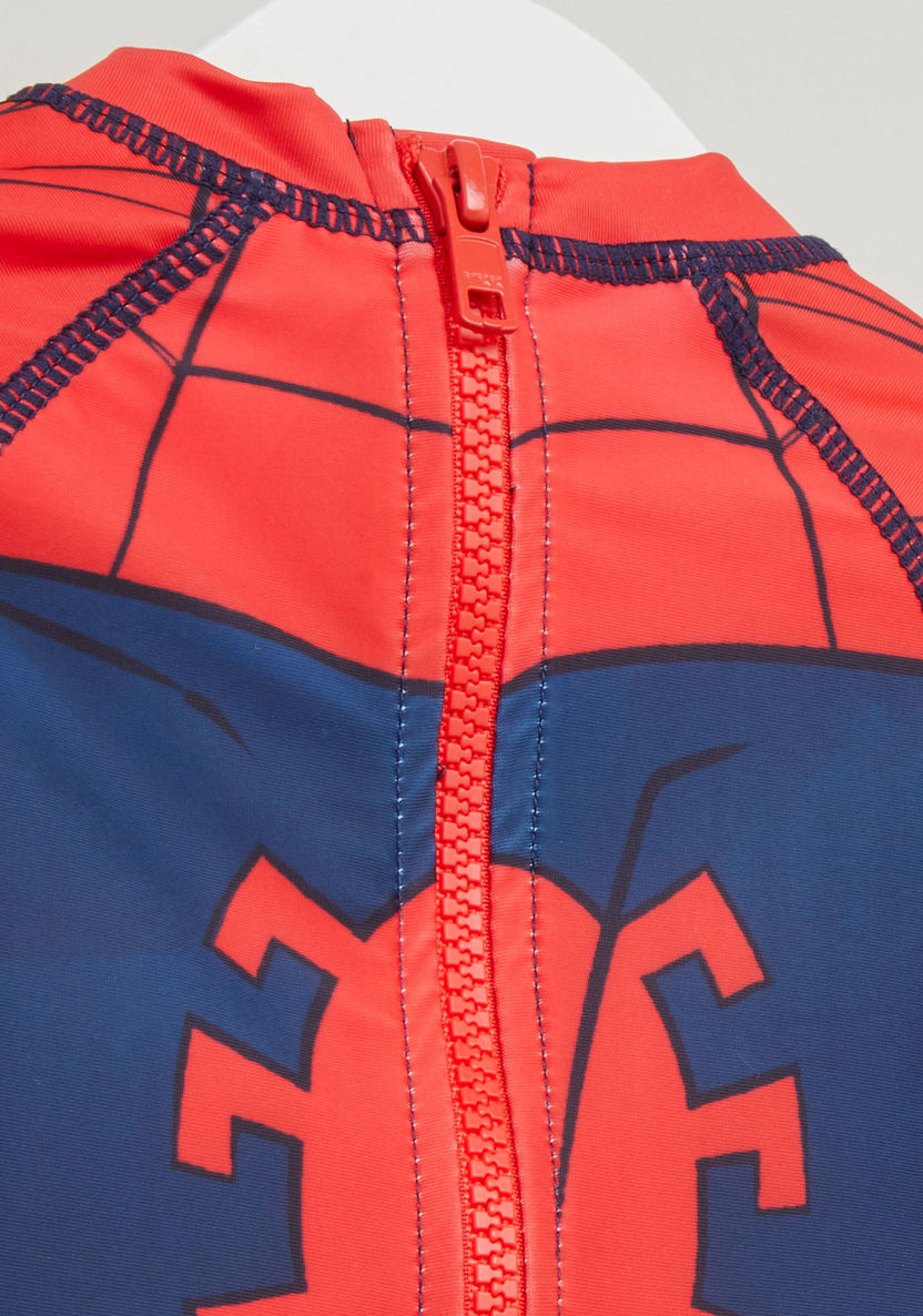 Spider-Man Print Romper with Round Neck and Short Sleeves-Swimwear-image-3