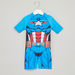Captain America Print Romper with Round Neck and Short Sleeves-Swimwear-thumbnail-0