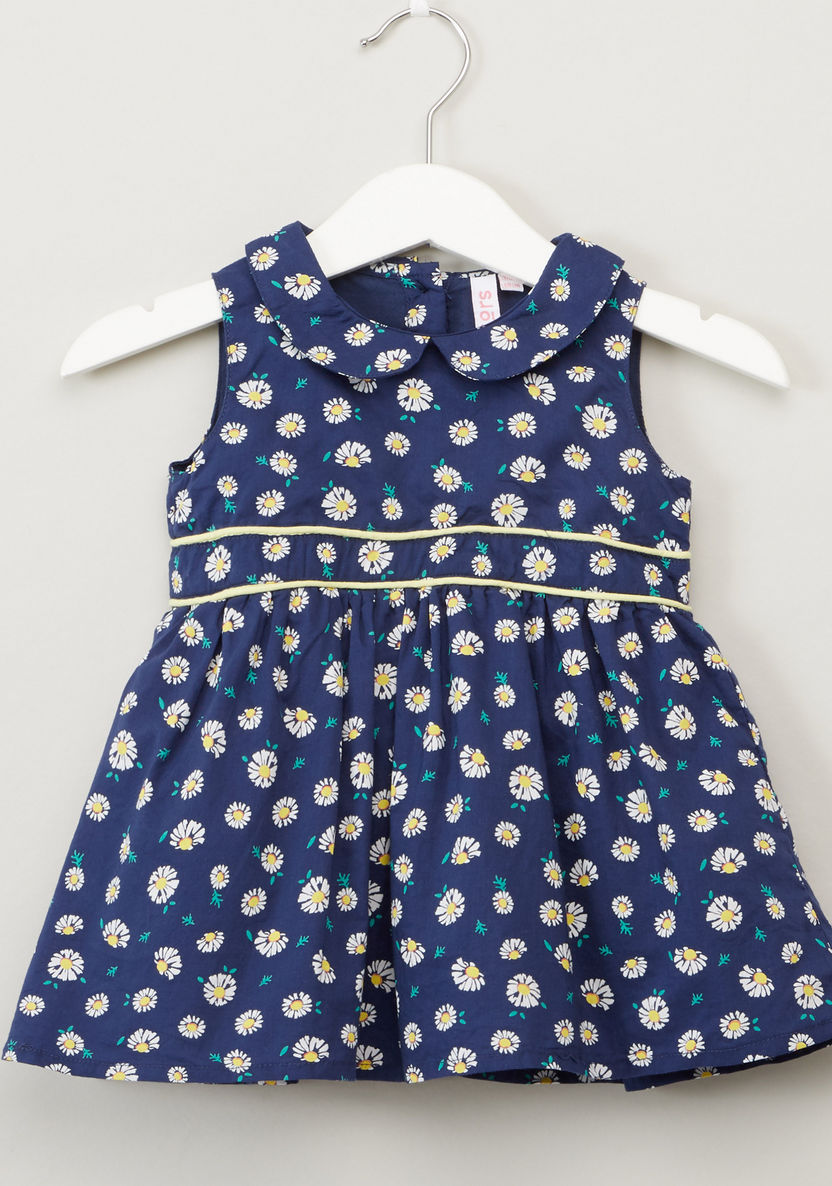 Juniors Floral Print Sleeveless Dress with Headband-Dresses%2C Gowns and Frocks-image-1