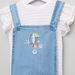 Juniors Striped Short Sleeves T-shirt with Dungarees-Clothes Sets-thumbnail-1