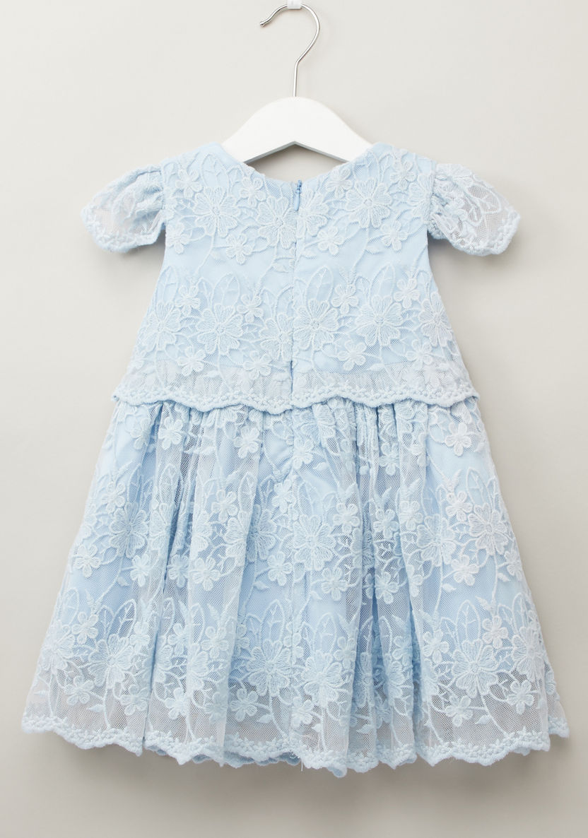 Juniors Lace Dress with Round Neck and Cap Sleeves-Dresses%2C Gowns and Frocks-image-2