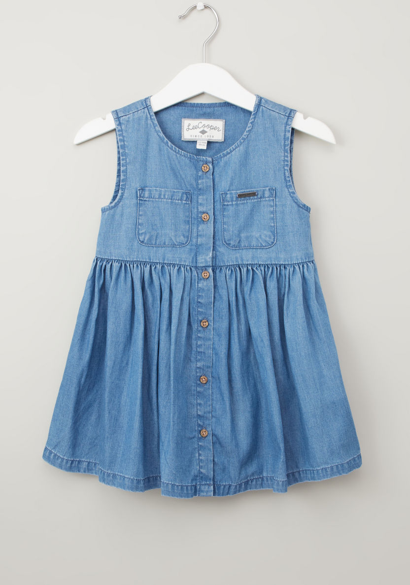 Lee Cooper Sleeveless Chambray Denim Dress-Dresses%2C Gowns and Frocks-image-0