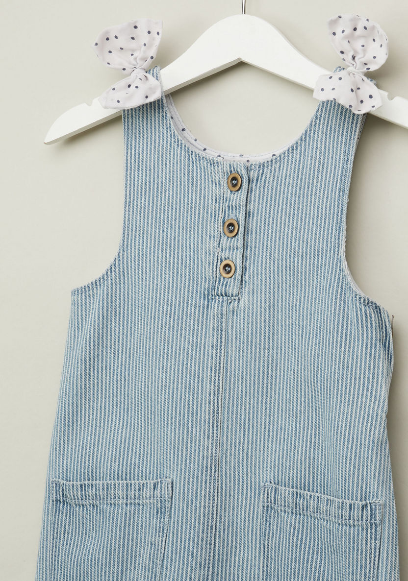 Juniors Denim Sleeveless Dress with Pocket Detail-Dresses%2C Gowns and Frocks-image-1